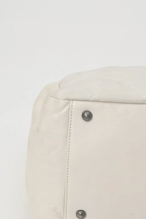 White matelassé lambskin leather In The Mix tote with ruthenium finish hardware