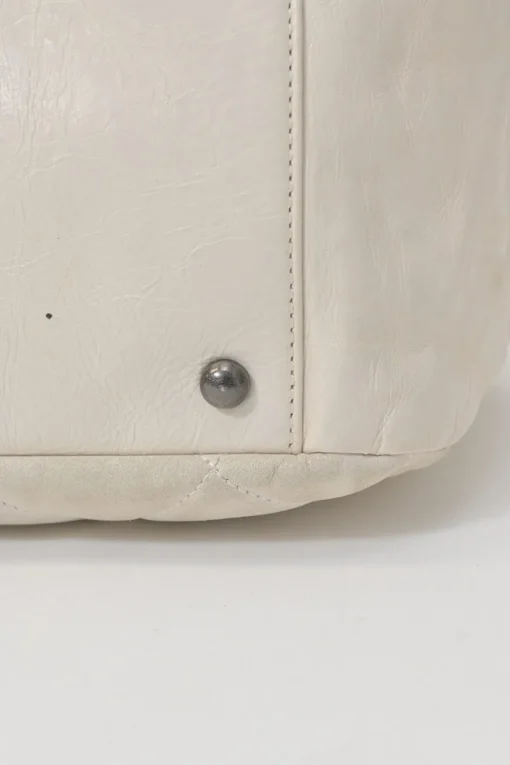 White matelassé lambskin leather In The Mix tote with ruthenium finish hardware