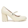 White polished calfskin and rubber D-Doll block heel Mary Jane pumps