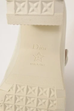 White polished calfskin and rubber D-Doll block heel Mary Jane pumps