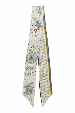 White printed silk twill L'Étoile Tarot Mitzah scarf