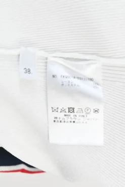 White rayon-blend French terry pull-on track shorts with tri-colour drawstring waistband