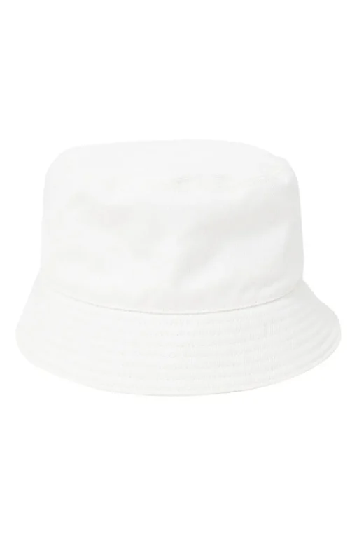 White ripstop polyamide bucket hat featuring enameled logo plaque appliqué