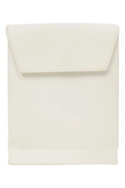 White shopping Logo print leather envelope clutch