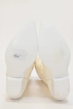 White topstitched leather Santa Fe pointed-toe tall Western boots