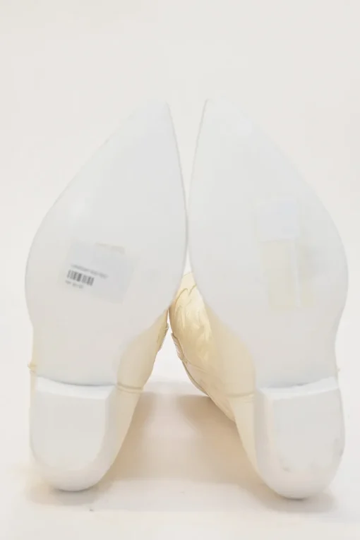 White topstitched leather Santa Fe pointed-toe tall Western boots