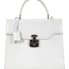White vintage 'Kelly' leather top handle bag