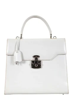White vintage 'Kelly' leather top handle bag