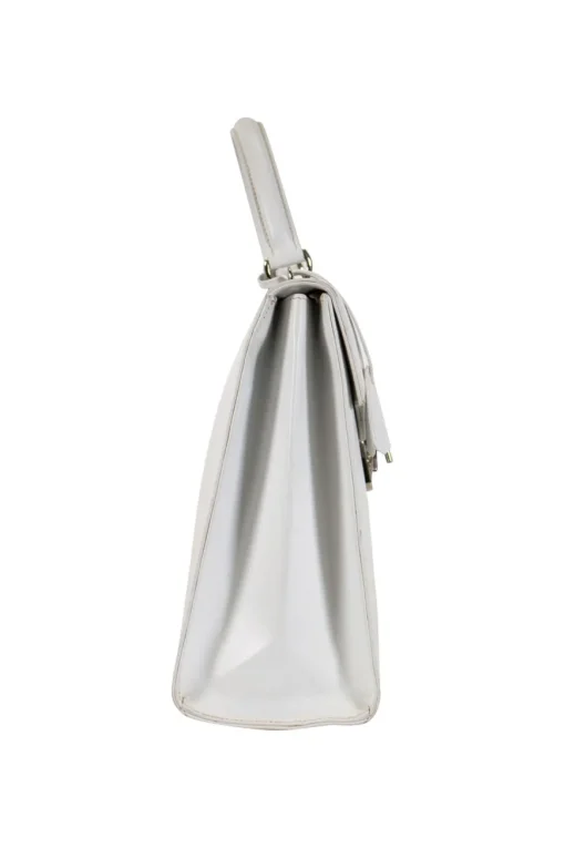 White vintage 'Kelly' leather top handle bag