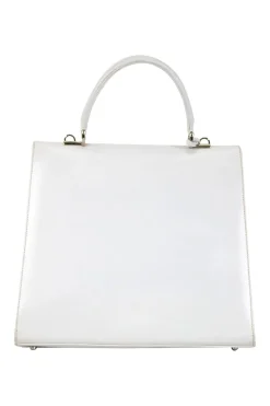 White vintage 'Kelly' leather top handle bag