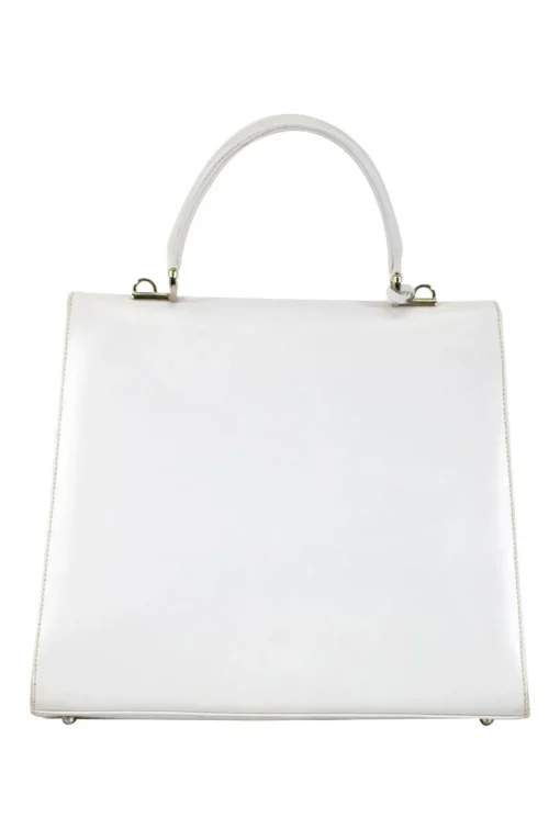 White vintage 'Kelly' leather top handle bag