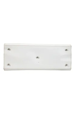 White vintage 'Kelly' leather top handle bag