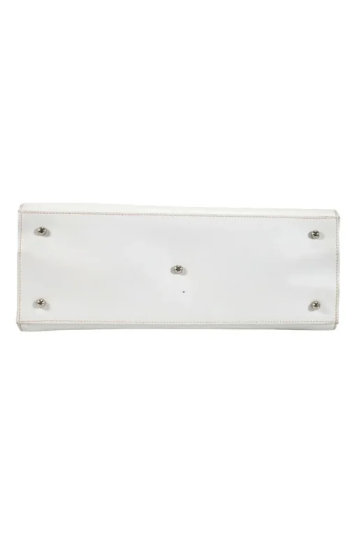 White vintage 'Kelly' leather top handle bag