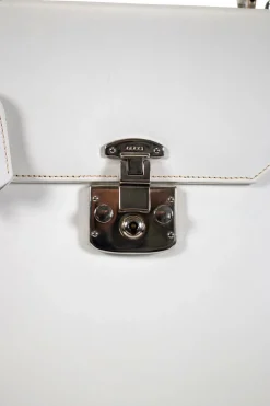 White vintage 'Kelly' leather top handle bag