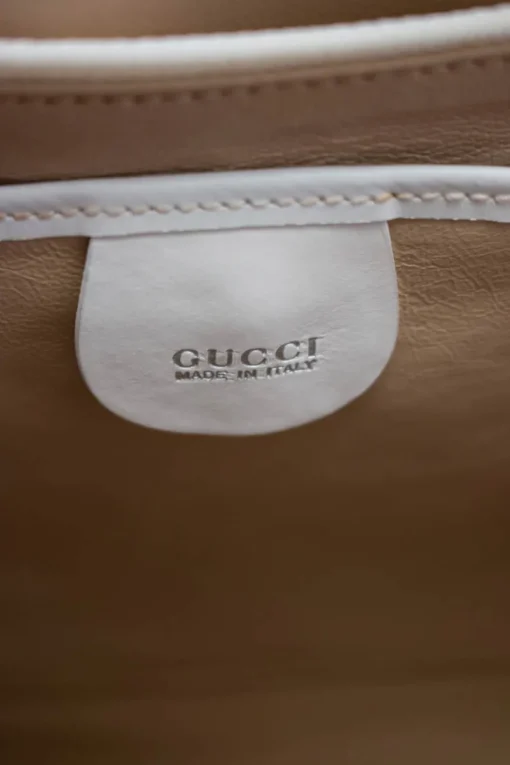 White vintage 'Kelly' leather top handle bag