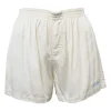 White viscose pull-on track shorts with elasticated waistband
