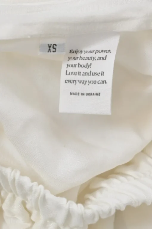 White viscose spread notch collar flounce sleeve shirt and pull-on trouser pyjama set