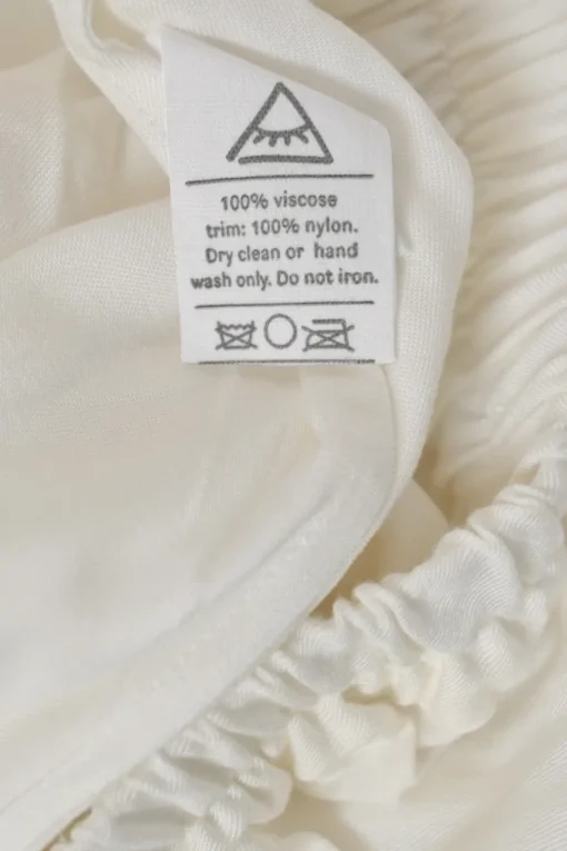 White viscose spread notch collar flounce sleeve shirt and pull-on trouser pyjama set