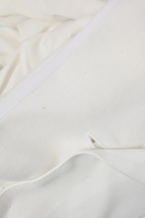 White viscose spread notch collar flounce sleeve shirt and pull-on trouser pyjama set