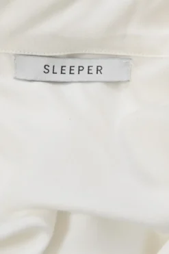 White viscose spread notch collar flounce sleeve shirt and pull-on trouser pyjama set