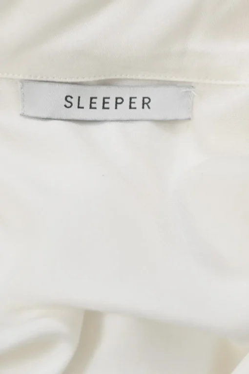 White viscose spread notch collar flounce sleeve shirt and pull-on trouser pyjama set