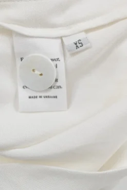 White viscose spread notch collar flounce sleeve shirt and pull-on trouser pyjama set