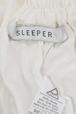 White viscose spread notch collar flounce sleeve shirt and pull-on trouser pyjama set