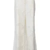 White viscose-blend abstract brocade pull-on high-rise wide-leg trousers
