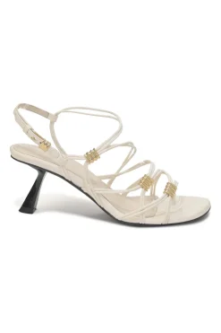 White woven leather cord Louise slingback sandals with gold-tone hardware and comma heels