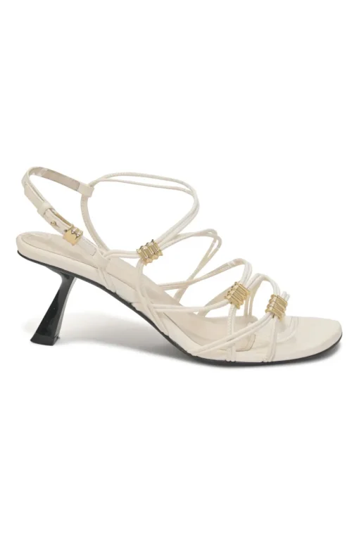 White woven leather cord Louise slingback sandals with gold-tone hardware and comma heels