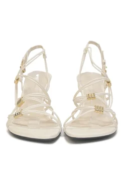 White woven leather cord Louise slingback sandals with gold-tone hardware and comma heels