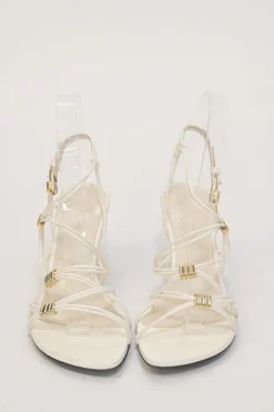 White woven leather cord Louise slingback sandals with gold-tone hardware and comma heels