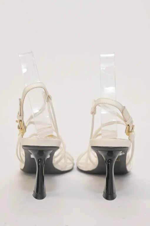 White woven leather cord Louise slingback sandals with gold-tone hardware and comma heels