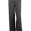Wool tartan patterned black gold straight pants