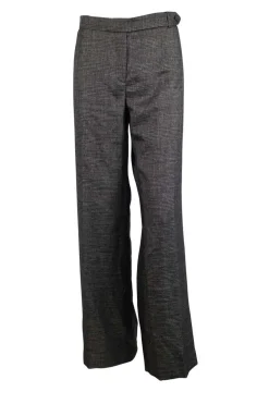 Wool tartan patterned black gold straight pants