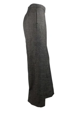 Wool tartan patterned black gold straight pants