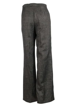 Wool tartan patterned black gold straight pants