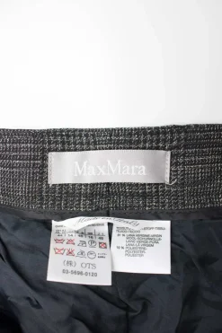 Wool tartan patterned black gold straight pants