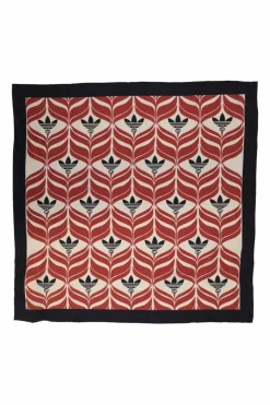 x Adidas black and red silk GG Trifoglio border print scarf
