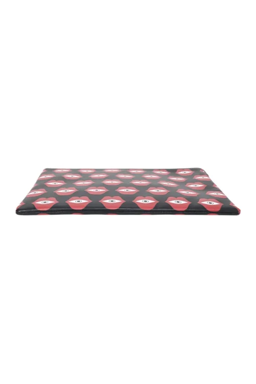 x Anneli Sanaye Henriksson black lip and eye print leather Telepathic Love solo pouch