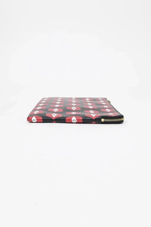 x Anneli Sanaye Henriksson black lip and eye print leather Telepathic Love solo pouch