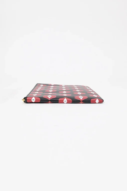 x Anneli Sanaye Henriksson black lip and eye print leather Telepathic Love solo pouch