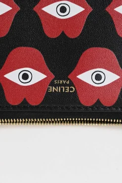 x Anneli Sanaye Henriksson black lip and eye print leather Telepathic Love solo pouch