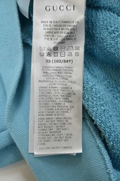 x Disney blue screen-printed cotton French terry crewneck hoodie featuring Mickey Mouse logo motif