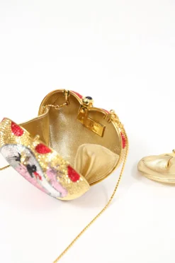 x Disney multi-colour crystal adorned Queen Of Hearts evening clutch with gold-finish hardware