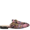 x Disney pink satin jacquard and leather Princetown horsebit slippers