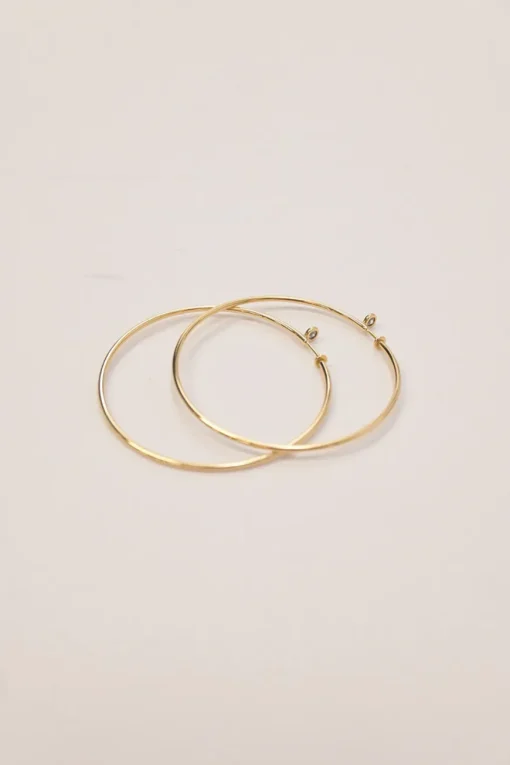 x Elsa Peretti 18-karat yellow gold and .10 CTTW round cut diamond hoop earrings