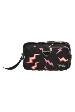 x Frankenstein black and pink re-nylon thunder novelty print belt bag