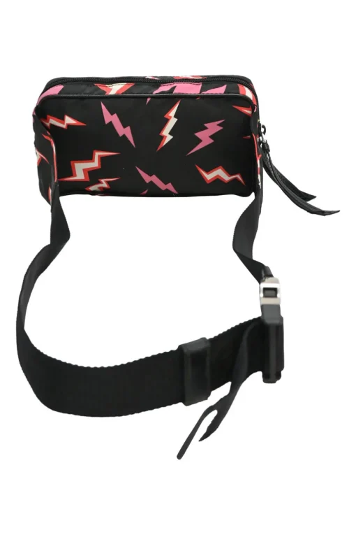 x Frankenstein black and pink re-nylon thunder novelty print belt bag