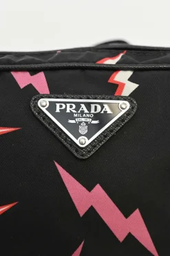 x Frankenstein black and pink re-nylon thunder novelty print belt bag